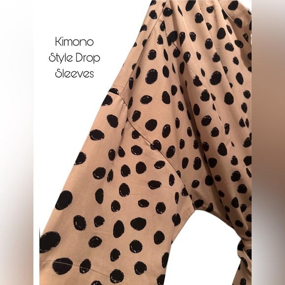 NWT Women’s Plus Size Drop Sleeves Kimono Style Shirt Dress Hummus Dot Size 3X - Picture 3 of 9